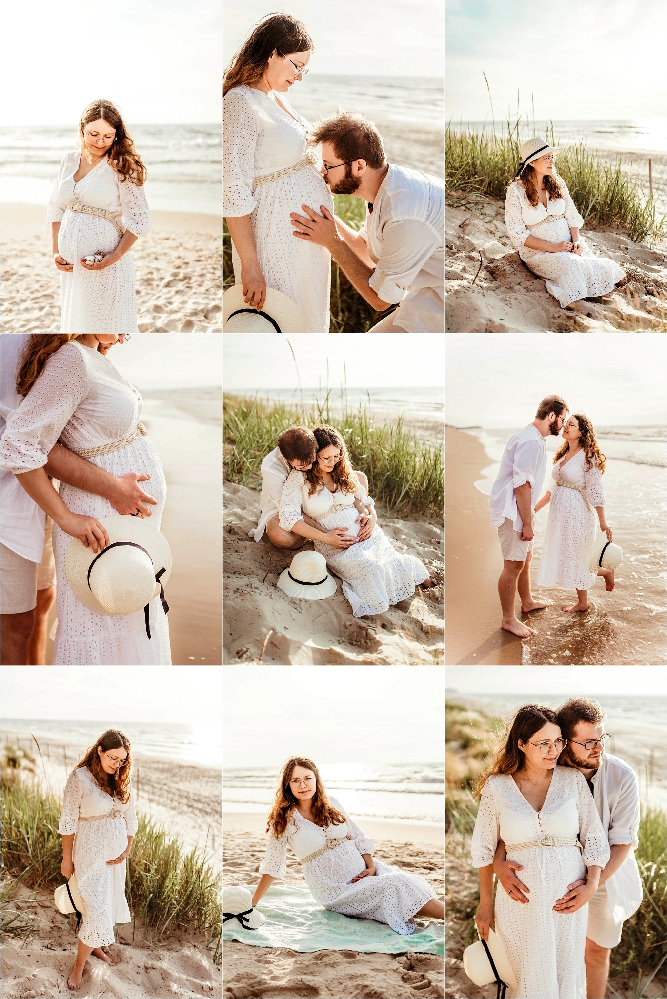 Sesja ciążowa, sesja brzuszkowa nad morzem, sesja ciążowa na plaży, sesja w stylu scandi, fotografia lifestyle nad morzem